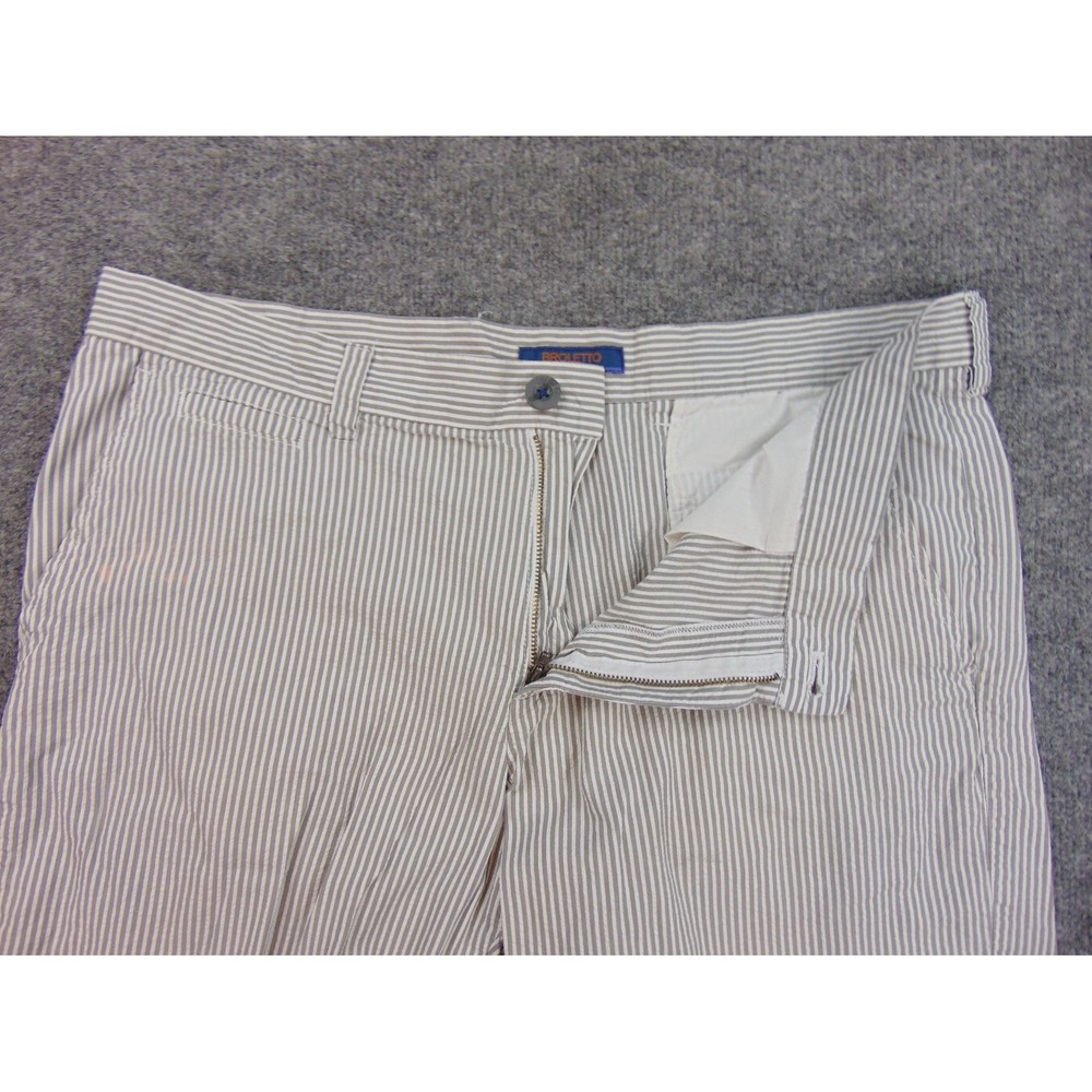 Broletto‎ Shorts Mens 36 Seersucker Gray White Striped Preppy Coastal Summer - Picture 6 of 9